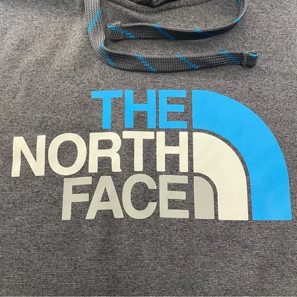 The North Face Men's Medium Gray Hoodie Graphic Logo Print Drawstrings Pullover - Picture 3 of 11